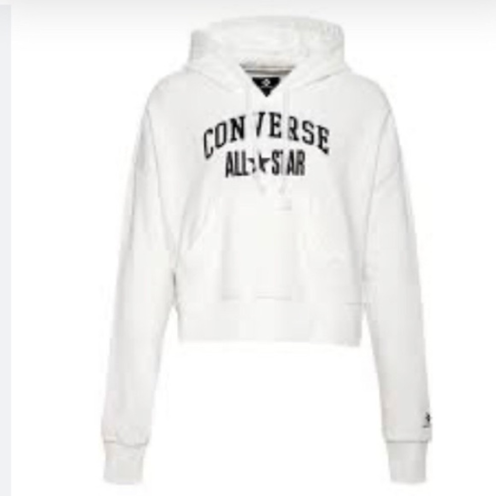 2 for $25 Converse All Star white black oversized cropped Pullover Hoodie